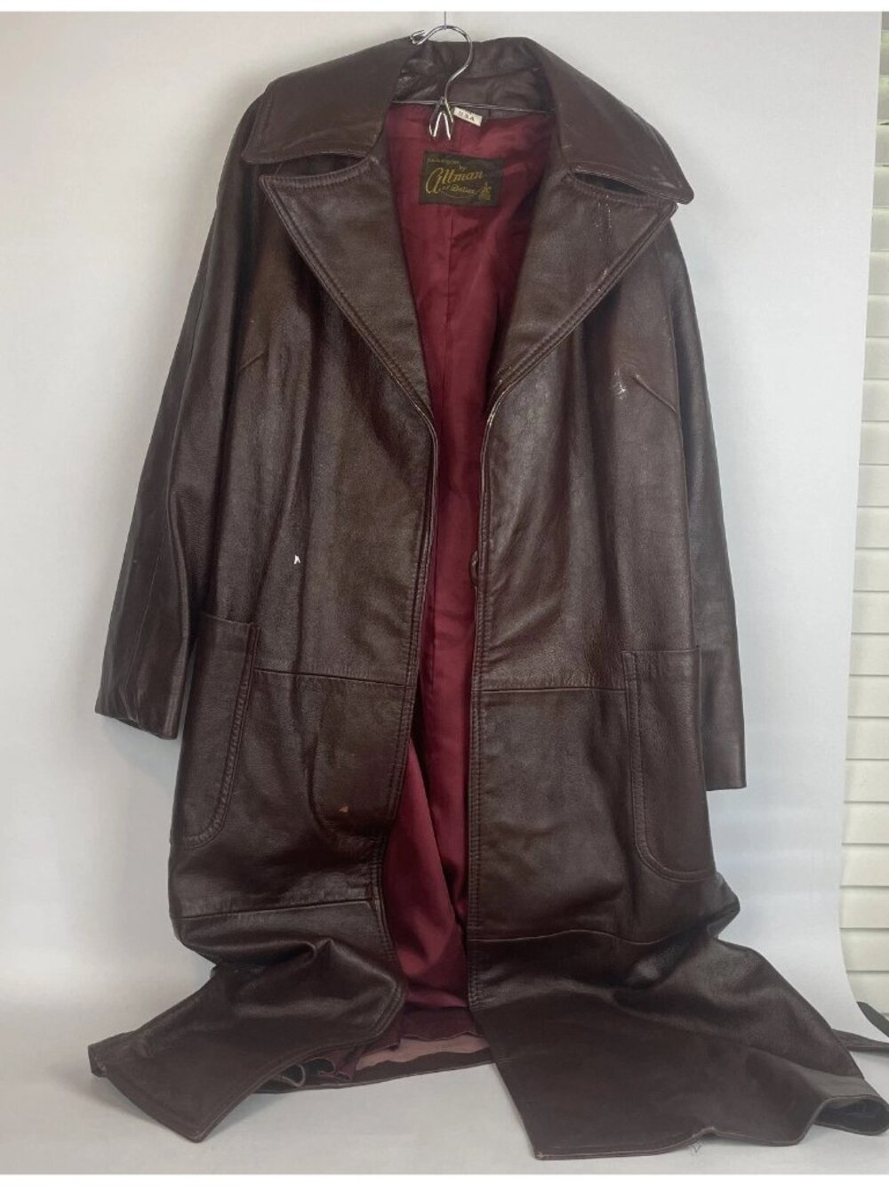1960s Altman of Dallas Maroon Leather Western Duster Coat – Size 12